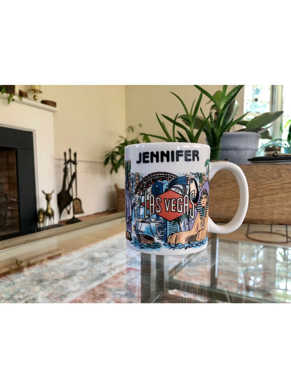 Vintage LAS VEGAS Mug Coffee/Tea Mug Casino Print, Vegas Monuments, Jennifer